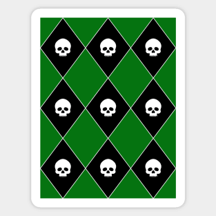 Harlequin Skull Pattern (Green) Sticker